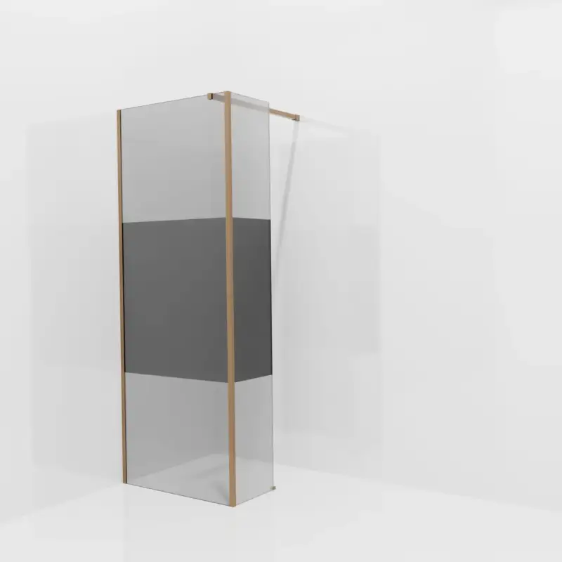 Balmani Modular Walk-In Dusche mit fester Seitenwand: 80 x 200 cm, Rauchglas mit mattiertem Streifen, inklusive Coating, Profil Brushed Rosegold Kracherpreis