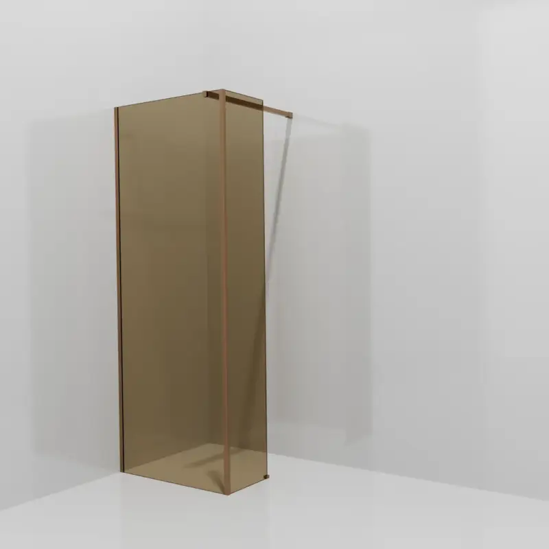 Sofort Bestellen Balmani Modular Walk-In Dusche mit fester Seitenwand: 80 x 200 cm, Bronze Glas, inklusive Coating, Profil Brushed Rosegold