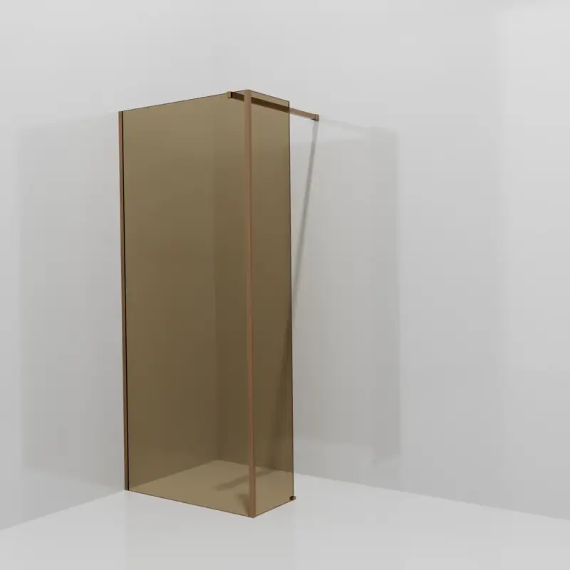 Balmani Modular Walk-In Dusche mit fester Seitenwand: 90 x 200 cm, Bronze Glas, inklusive Coating, Profil Brushed Rosegold Wochenendangebot