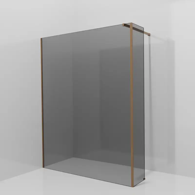 Balmani Modular Walk-In Dusche mit fester Seitenwand: 160 x 200 cm, Rauchglas, inklusive Coating, Profil Brushed Rosegold Preisknaller