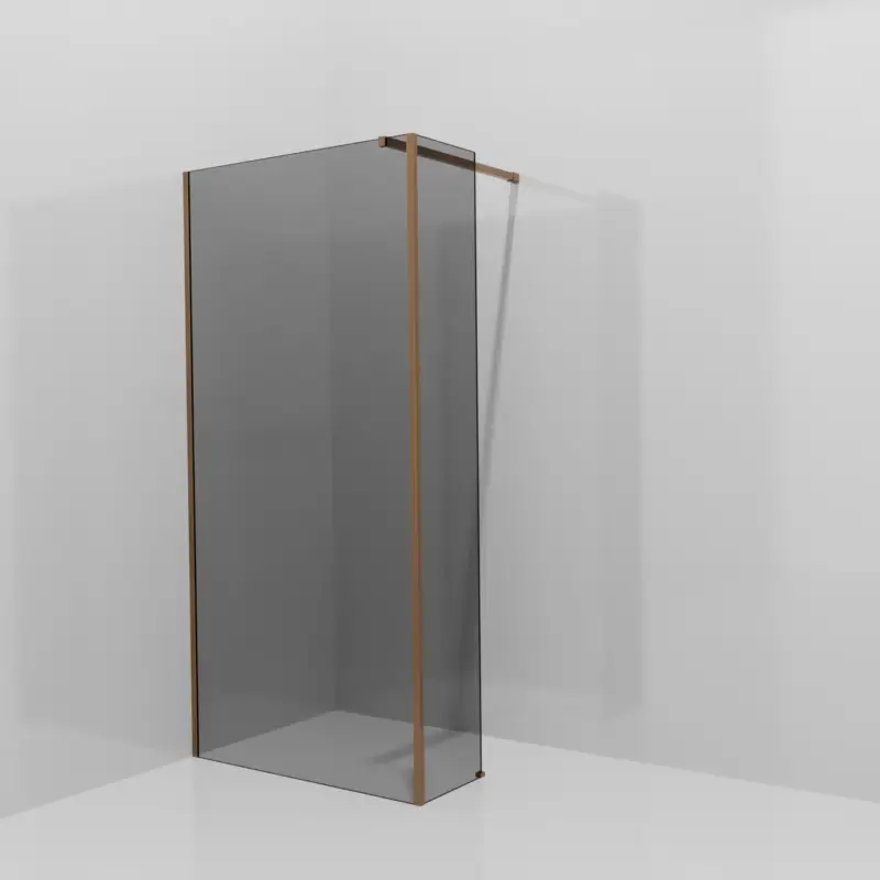 Balmani Modular Walk-In Dusche mit fester Seitenwand: 100 x 200 cm, Rauchglas, inklusive Coating, Profil Brushed Rosegold Aktuell