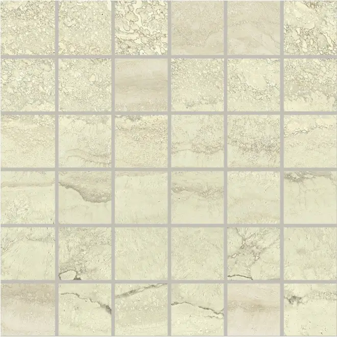 Sonderangebot Provenza Unique Travertine Mosaik 5x5 Cream Vein Cut glänzend Matte 30x30 cm