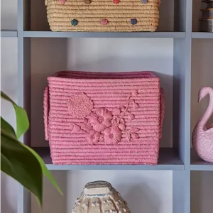 Bastkorb 25x30x30 mit Blumen v. rice Schnäppchen
