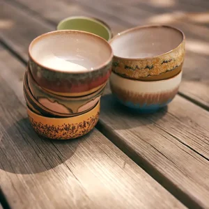 4er Set Noodle Bowls, 70s Keramik v. HKliving Expressversand