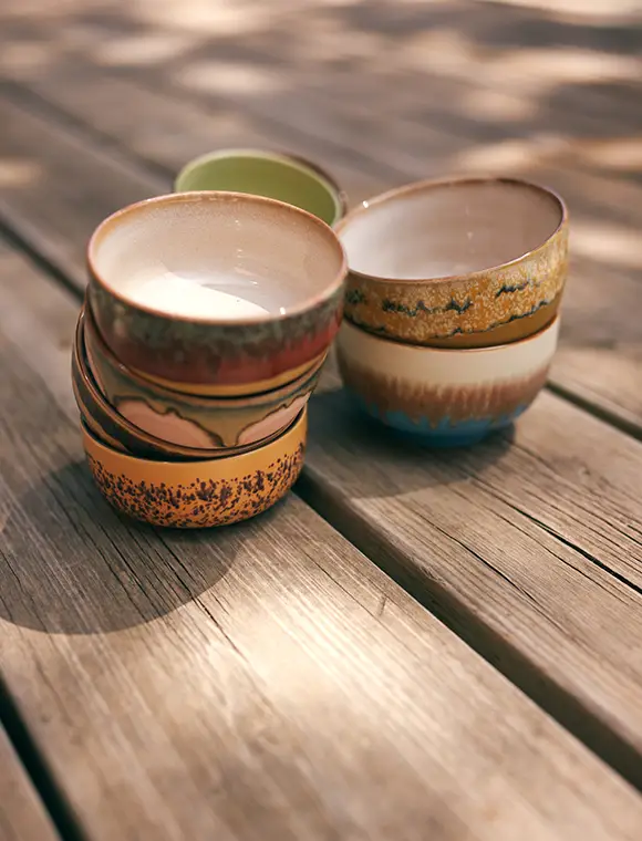 4er Set Noodle Bowls, 70s Keramik v. HKliving Expressversand