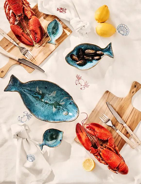 Fisch Schale, Steingut in blau von Ib Laursen Sofort Bestellen