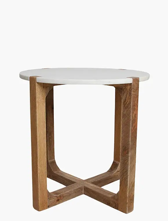 Must-Have Marmor Beistelltisch rund weiß von Raw Materials