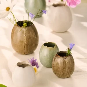 eiförmige Vase aus Steingut von Ib Laursen Markenware