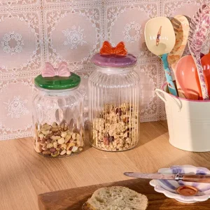 Echt Glasgefäß mit Keramikdeckel Schleife von rice