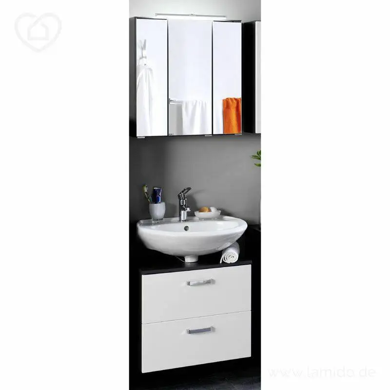 Heißes Angebot Badmöbel Set PADUA-03 Hochglanz weiß, graphit, Waschplatz 60cm