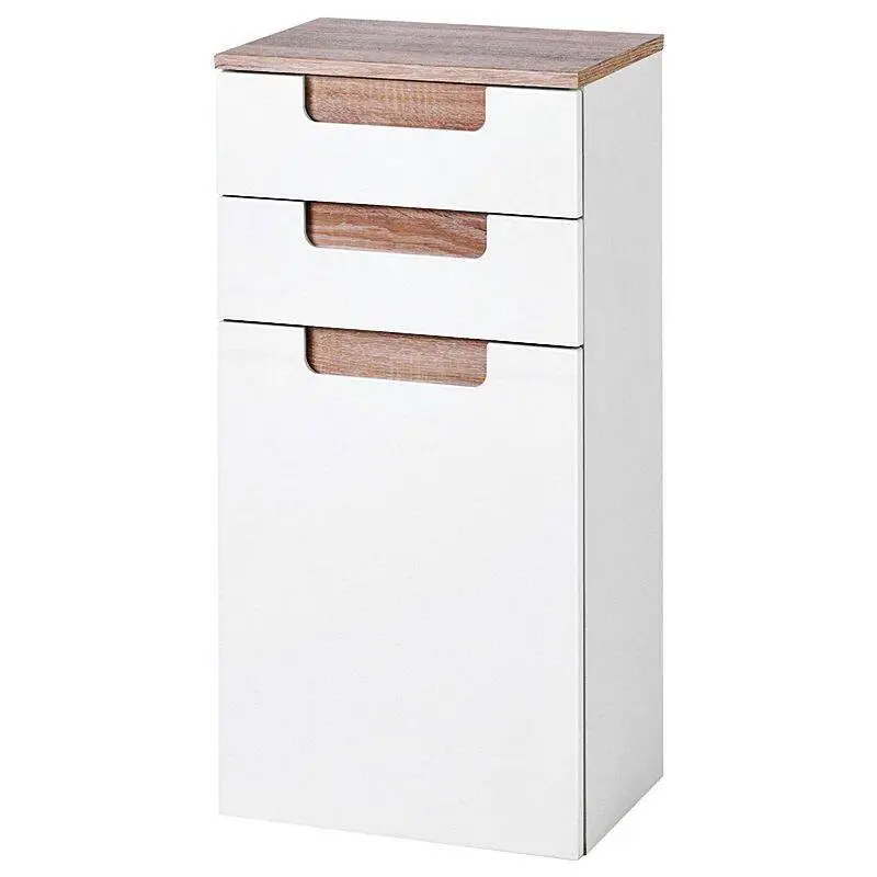 Direktkauf Unterschrank MERANO-03 Hochglanz weiß, Eiche Sonoma, B=40cm