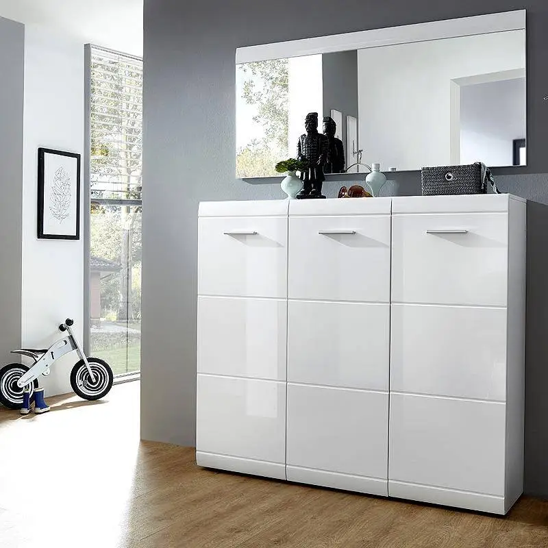 Garderoben-Kompakt-Set DANARO-01 Hochglanz weiß (2-teilig), B x H x T ca.: 134 x 200 x 37cm Top-Angebot