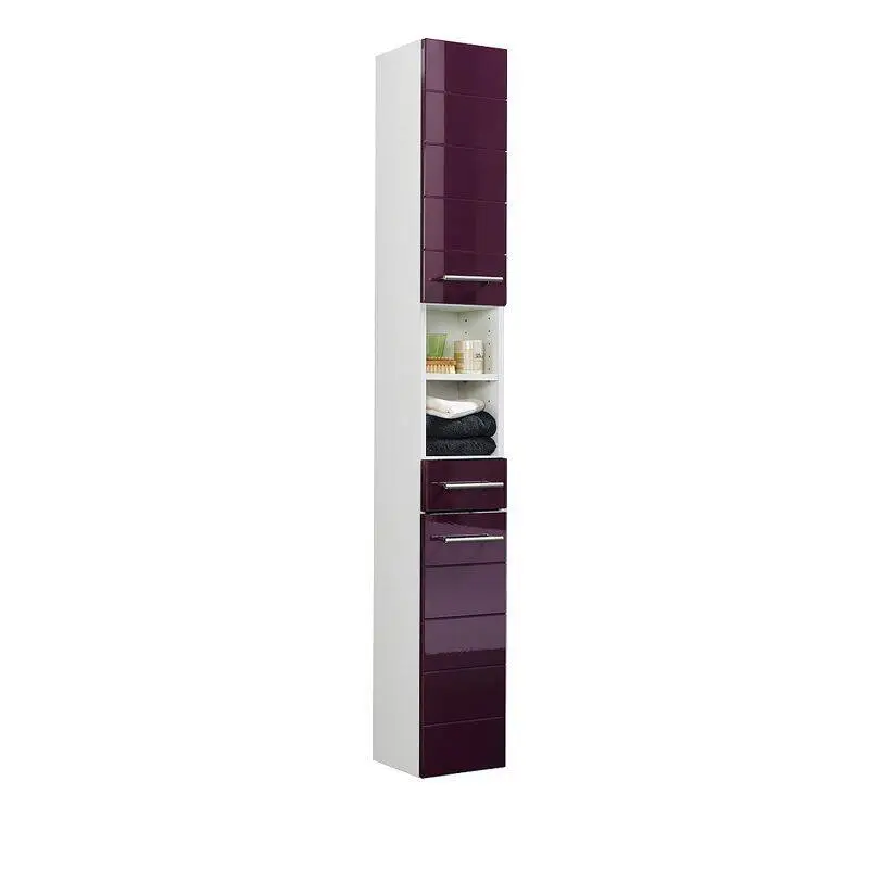 Hochschrank ATLANTA-03, Hochglanz aubergine, B x H x T ca.: 25 x 181 x 20cm Begrenztes Angebot