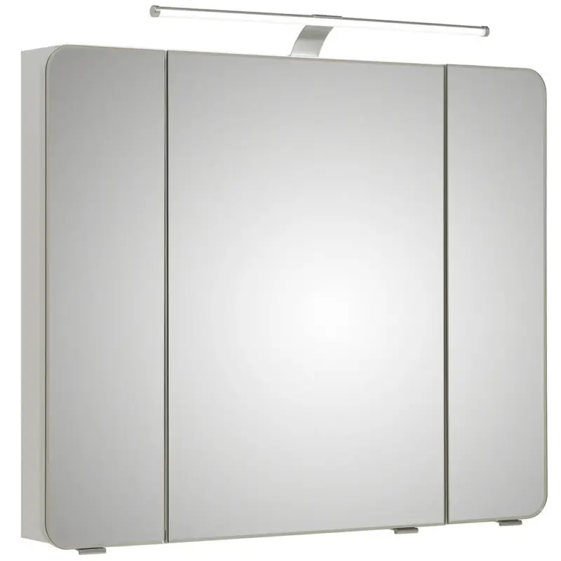 Badezimmer Spiegelschrank FES-4005-66 Korpus Lack Polarweiß, inkl. Steckdose & LED - B/H/T: 90/72/17cm Billig