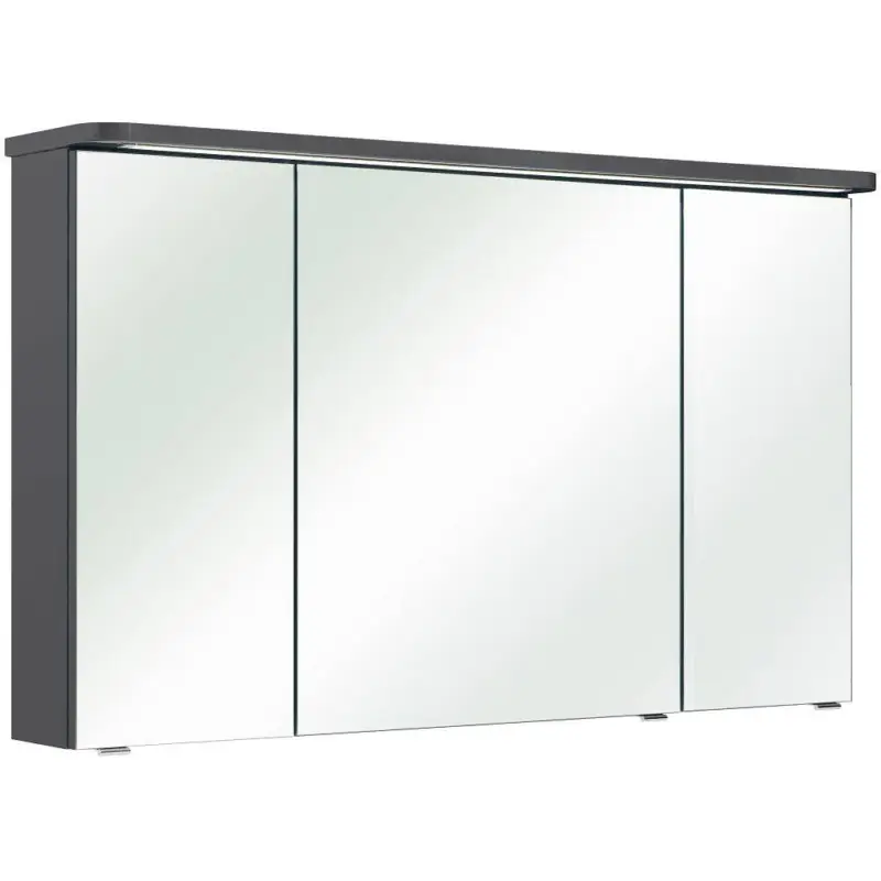 3-türiger Badezimmer Spiegelschrank FES-4005-66 Korpus Lack Quarzgrau, mit Steckdose & LED-Kranz - B/H/T: 120/72,2/17cm Online Kaufen