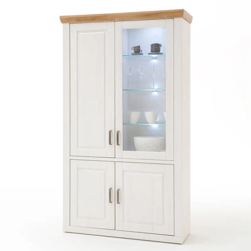 Stand-Vitrine BRASILIA-05 Landhaus Esszimmer-Schrank in Pinie Aurelio & Grandson Oak. Nb. - B/H/T: 118/210/40cm Begrenztes Angebot