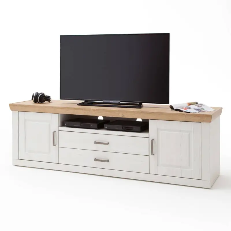 Lowboard TV-Schrank BRASILIA-05 Landhausstil in Pinie Aurelio Nb. & Grandson Oak Nb. - B/H/T: 198/63/52cm Neu