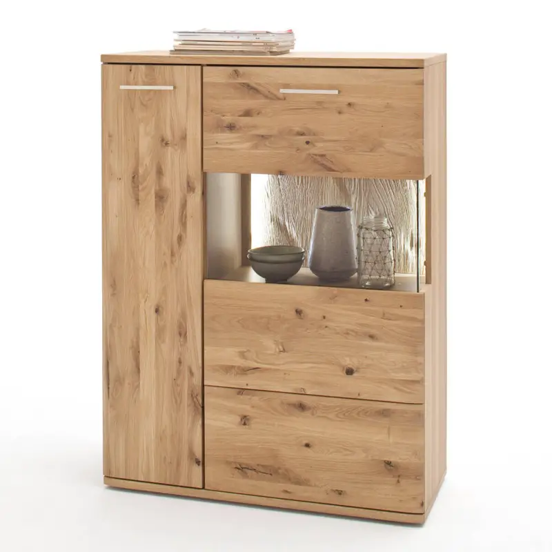 Highboard SAMARA-05 Wohnzimmerschrank Asteiche Bianco massiv - B/H/T: 90/122/37cm Top-Preis