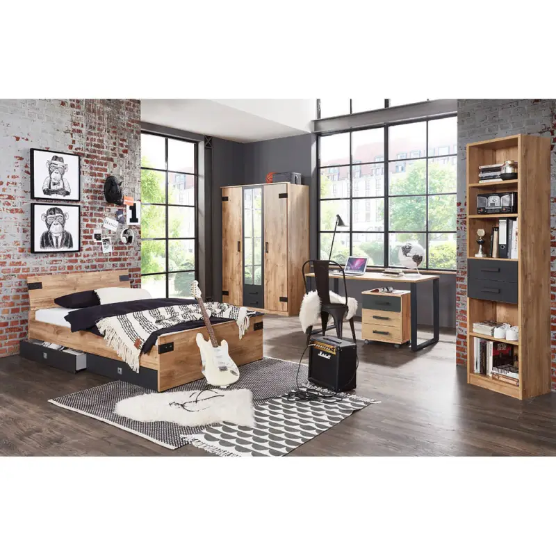 Top-Preis Jugendzimmer Set EVERTON-43 mit Schreibtisch Bett 120cm und Kleiderschrank 135cm EVERTON-43