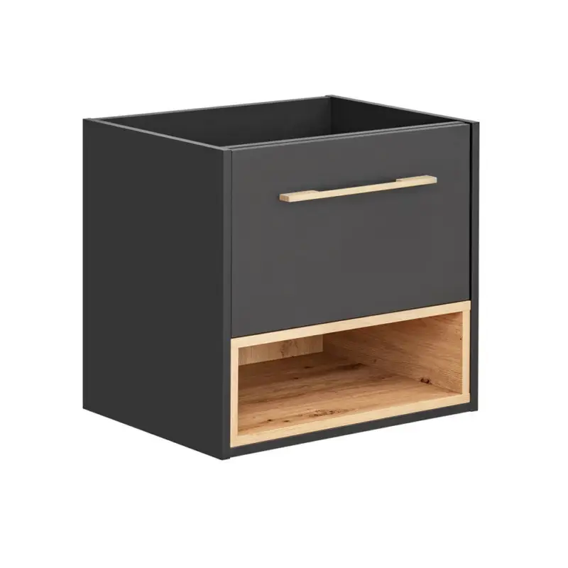 Rabatt Waschtischunterschrank 60 cm BOLOGNA-56 in anthrazit mit Artisan Eiche Nb., B/H/T: ca. 60/57/46 cm