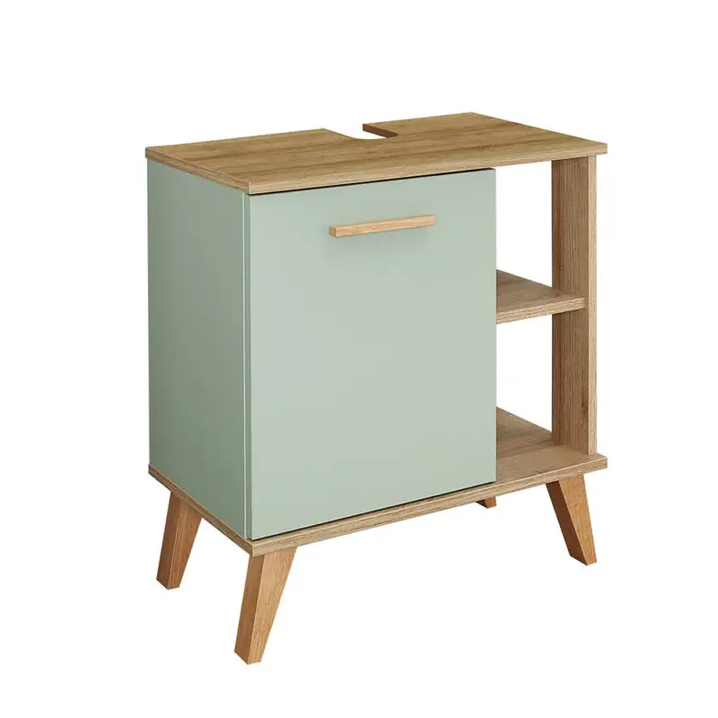 Badezimmer Waschbeckenunterschrank NANNING-66 in Riviera Eiche Nb. mit Salbei Nb., B/H/T: ca. 60,5/65/33 cm Abverkauf