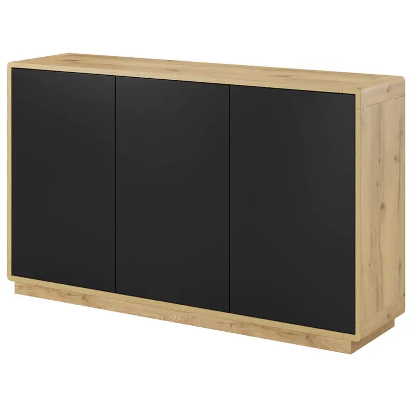 Sideboard Anrichte Wohnzimmer Esszimmer modern ALBANY-83 in Taurus Eiche Nb. mit Absetzungen in schwarz matt, B/H/T: ca. 160/75/40 cm Letzte Chance