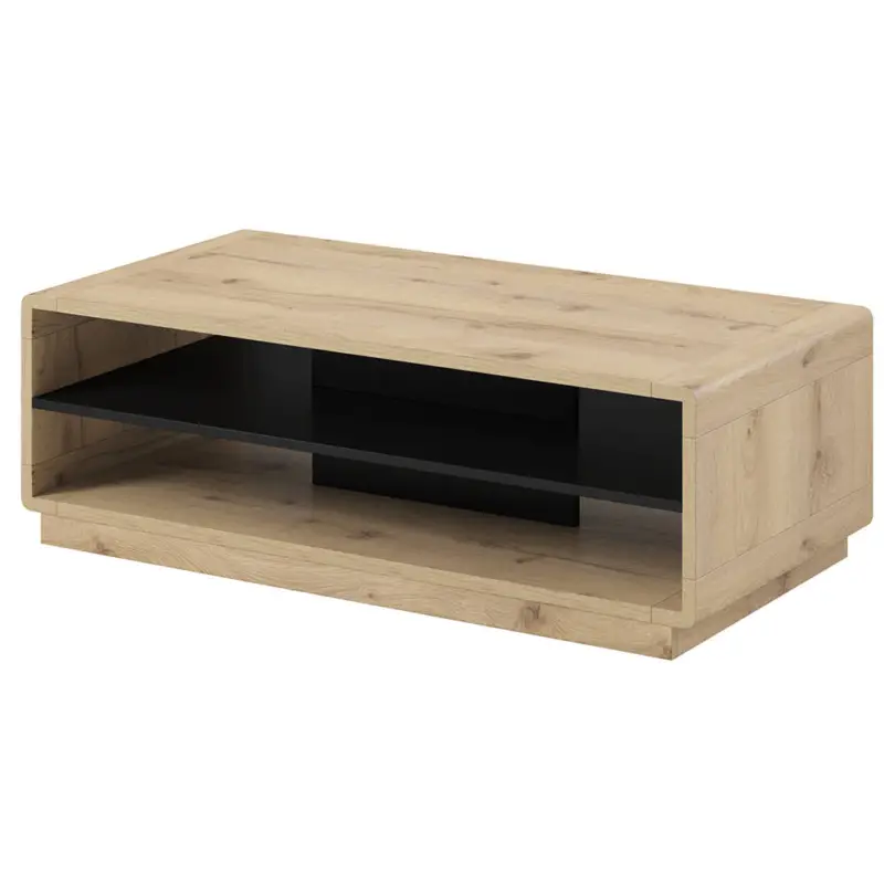 Bestpreis Couchtisch 120 cm breit ALBANY-83 in Taurus Eiche Nb. mit Absetzungen in schwarz matt, B/H/T: ca. 120/40/60 cm