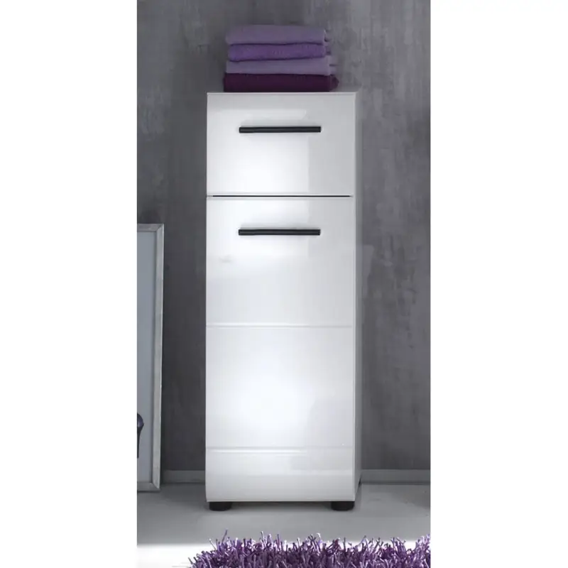 Unterschrank Badezimmer 30 cm breit LISBOA-19 in Weiß Hochglanz, B/H/T: ca. 30/79/31 cm Günstig