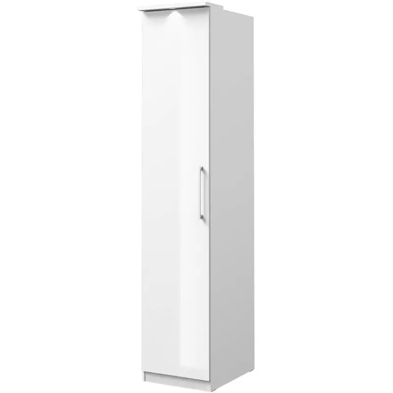 Schrank mit Einlegeböden in weiß mit Front in Hochglanz OLMO-83 inkl. LED Beleuchtung, B/H/T: ca. 45/217/63 cm Top-Angebot