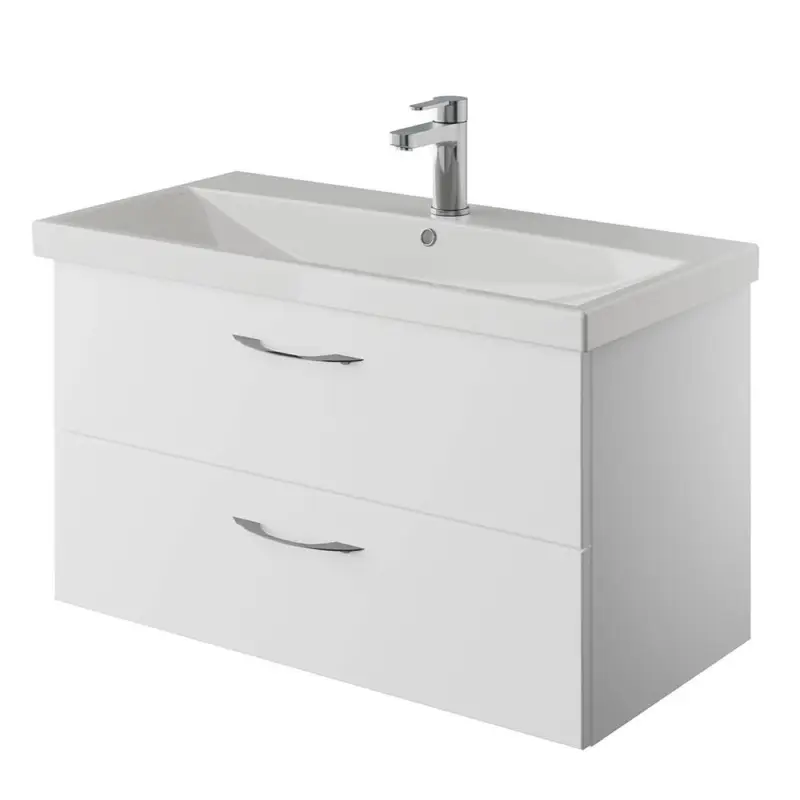 Bestseller Bad Waschtisch, 90cm breit, in Schneeweiß Glanz mit Keramik Waschbecken VILLATORO-66, B/H/T ca. 90/53,2/45 cm