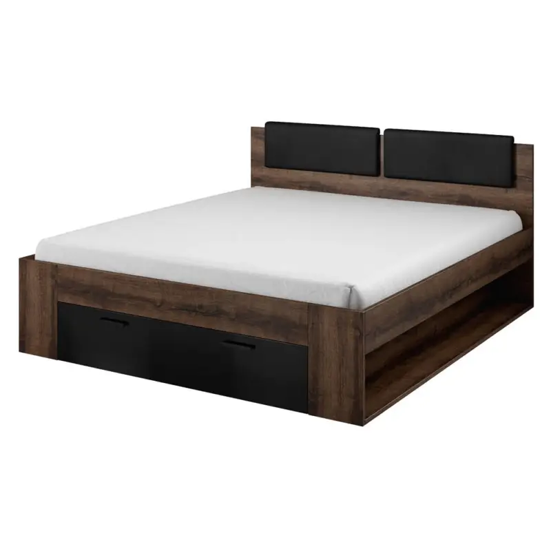 Top-Angebot Schlafzimmer Doppelbett in 180/200 cm Breite GRAZ-83 Monastery Eiche Nb. mit gepolstertem Kopfteil, B/H/T: ca. 186/205/101 cm