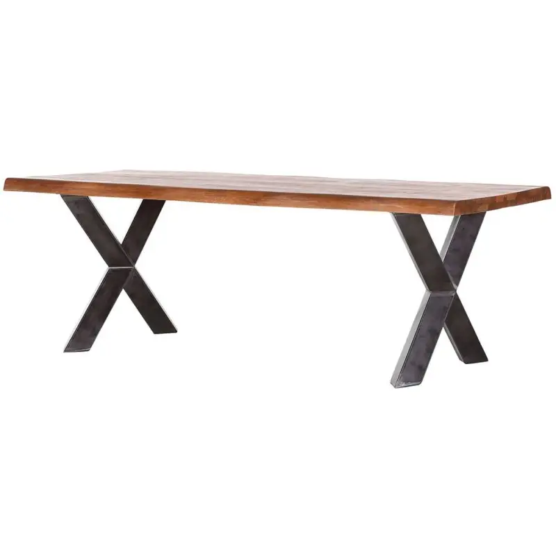 Esstisch in Mango massiv mit Baumkante 200 cm lang TARRAS-123 Gestell in X-Form aus Metall, B/H/T: ca. 200/78/100 cm Online Kaufen