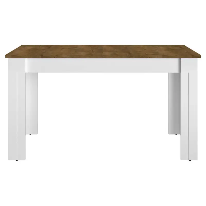 Esszimmer Esstisch ausziehbar in weiß matt mit Lefkas Eiche Nb. LEESTON-131 im zeitlosen Landhaus Design, B/H/T: ca. 140/77/82 cm Schneller Versand