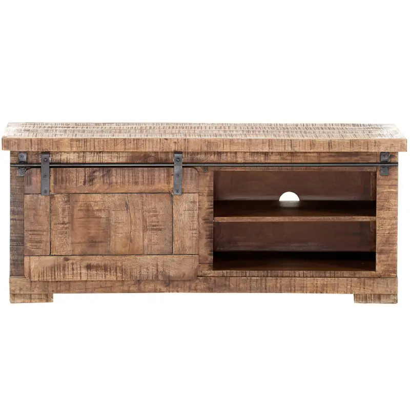 Wohnzimmer TV Lowboard in Mangoholz natur massiv KARLSTAD-123, B/H/T ca. 120/50/47 cm Top-Angebot