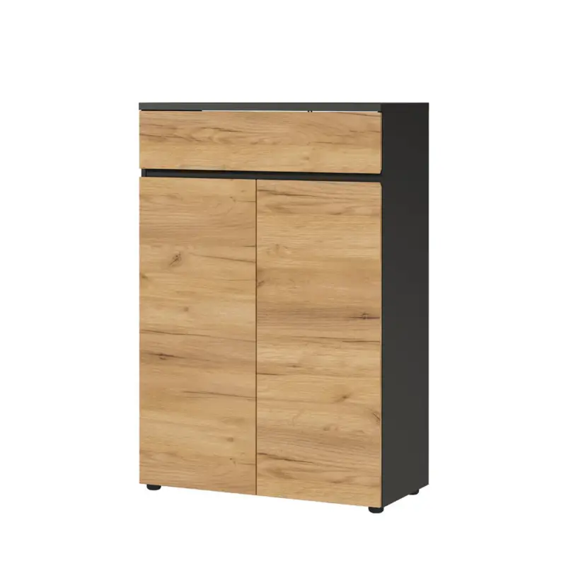 Büro Aktenschrank 120 cm hoch LUGANO-01 in Graphit mit Navarra Eiche Nb., B/H/T: ca. 80/120/40 cm Jetzt Kaufen