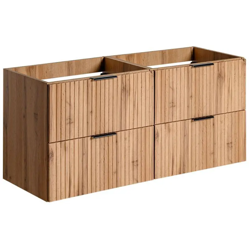Waschtischunterschrank 120cm ADELAIDE-56 Wotaneiche mit gerillter Front, B/H/T 120/57/46 cm Bestseller