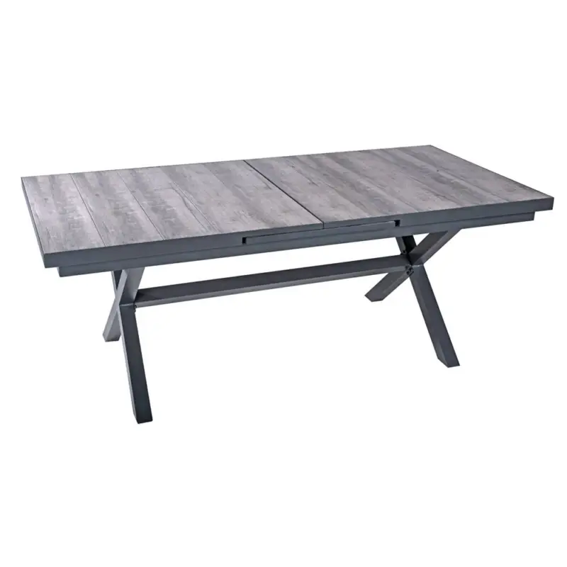 Ausziehtisch mit Keramik Tischplatte in Eiche-Optik GAZA-120 in dunkelgrau, B/H/T: ca. 200-260/77/100 cm Expressversand