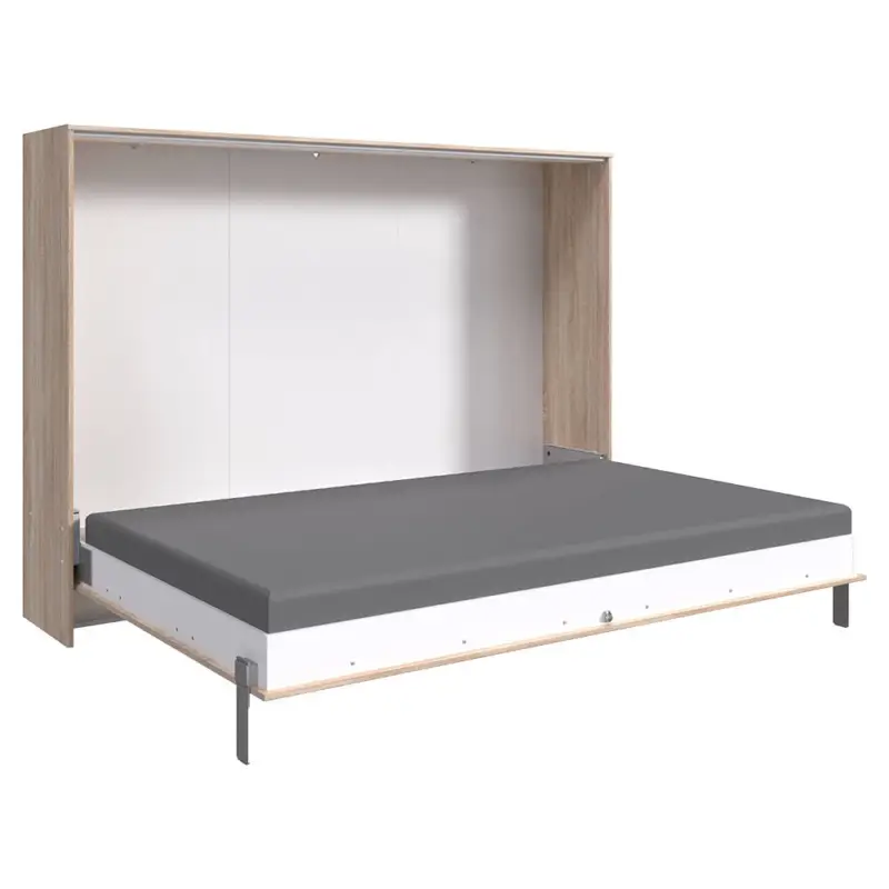 Schrankbett 140x200 cm Eiche sägerau Jugendbett Gästebett Klappbett JOKSI-43, B/H/T 212/154/43 cm Neuheit