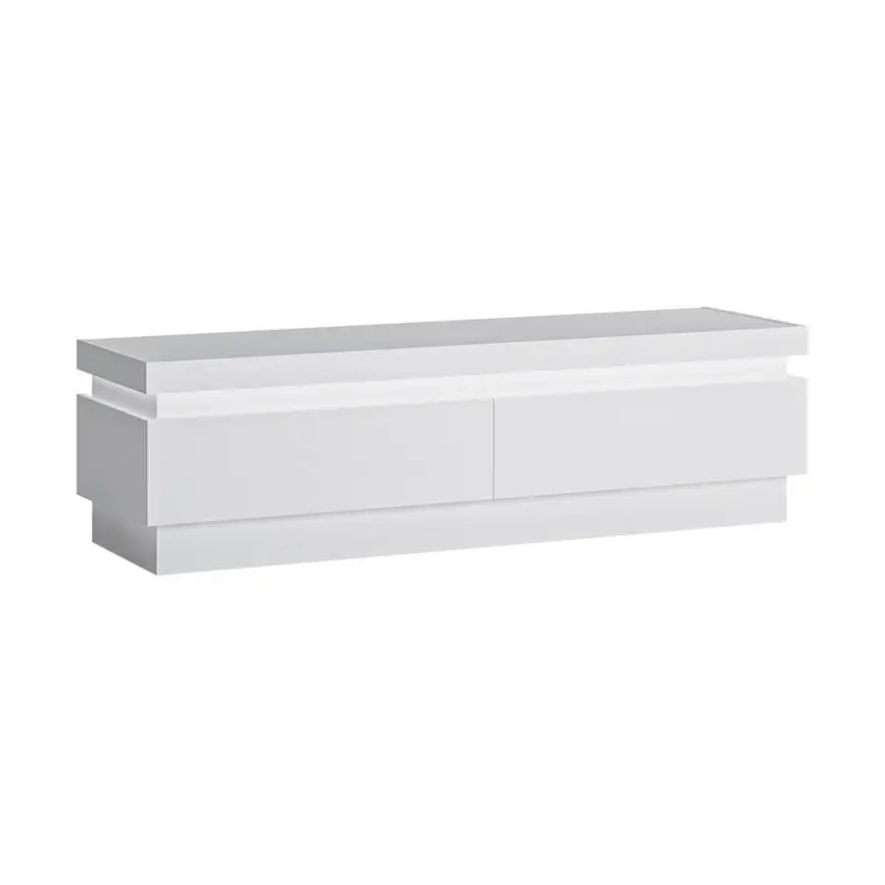 Jetzt Kaufen Wohnzimmer TV Lowboard mit 2 Schubladen und indirekter Beleuchtung, weiß Hochglanz, LYNDHURST-129, B/H/T ca. 146,5/42/42 cm