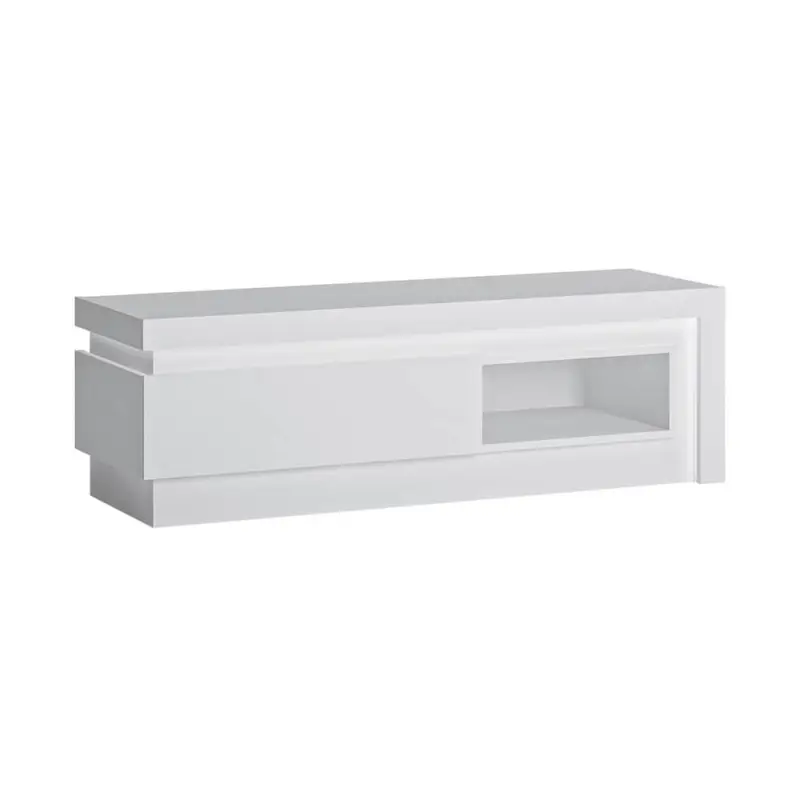 Neue Ware Wohnzimmer TV Lowboard mit Beleuchtung in weiß Hochglanz LYNDHURST-129, B/H/T ca. 130,5/42/42 cm