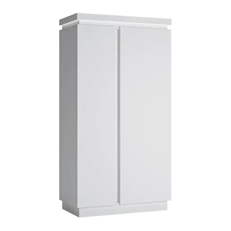 Begrenztes Angebot Kleiderschrank 2-türig mit Beleuchtung in weiß Hochglanz LYNDHURST-129, B/H/T ca. 103,5/198,5/56 cm