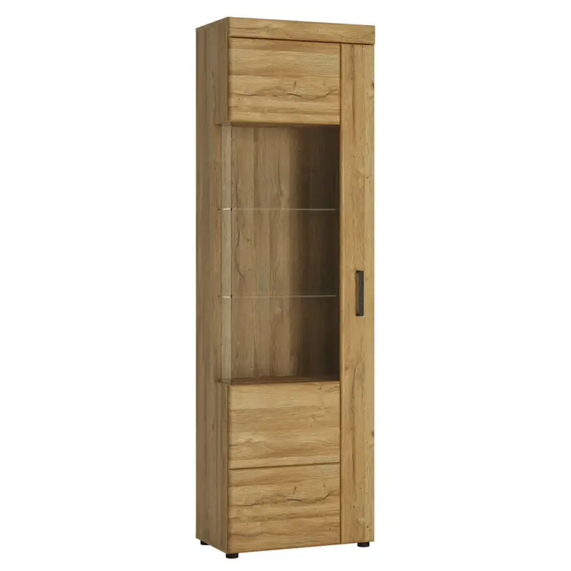 Vitrine mit Beleuchtung in Grandson Eiche Nb., Türanschlag links, CARIATI-129, B/H/T ca. 58/195/37,4 cm Neue Kollektion