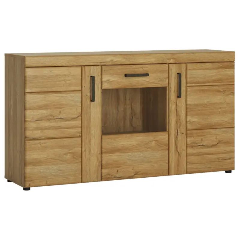 Meistverkauft Sideboard mit beleuchtetem Vitrinenfach in Grandson Eiche Nb. CARIATI-129, B/H/T ca. 156,8/86/40,9 cm