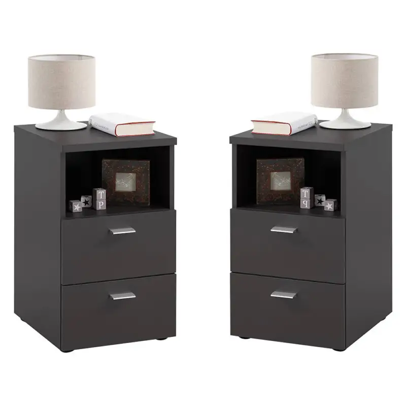 Nachttisch, 2er Set, in schwarz, CERNA-10, auch für Boxspringbetten geeignet, B/H/T je ca. 35/61,5/39,9 cm Solange Der Vorrat Reicht