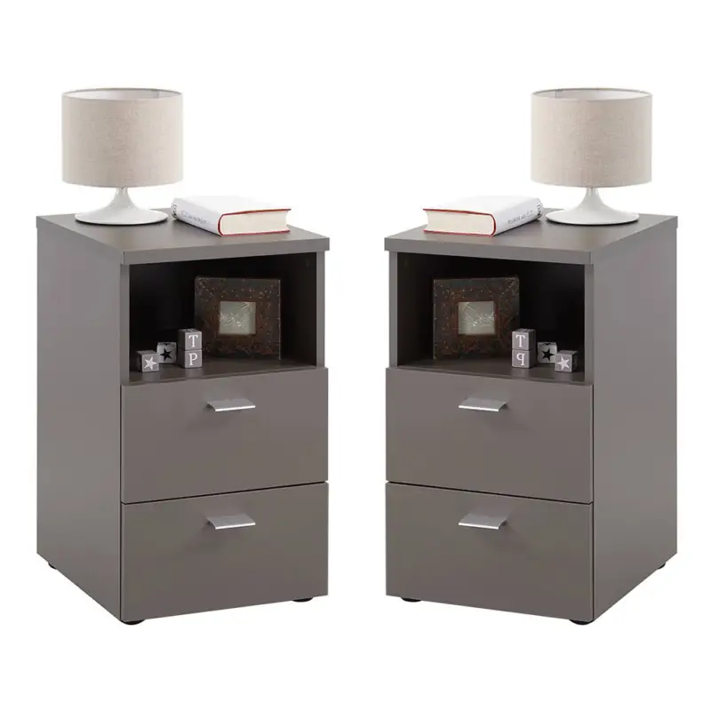 Nachttisch, 2er Set, in grau, CERNA-10, auch für Boxspringbetten geeignet, B/H/T je ca. 35/61,5/39,9 cm Neuheit