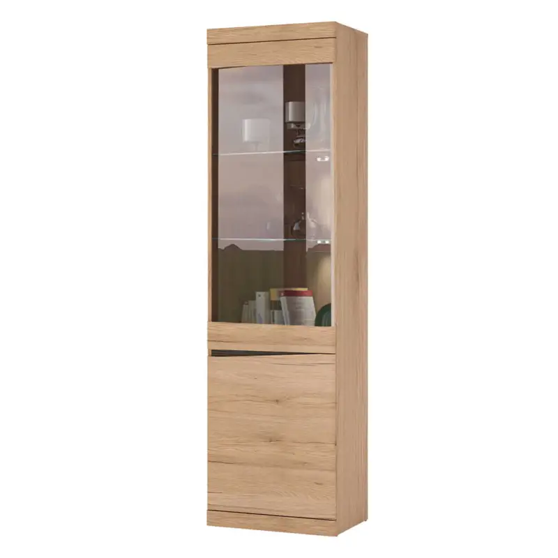 Sichere Zahlung Vitrine Türen rechts mit Beleuchtung SANFORD-129 in Eiche hell Nb., B/H/T: ca. 54/196,5/40 cm