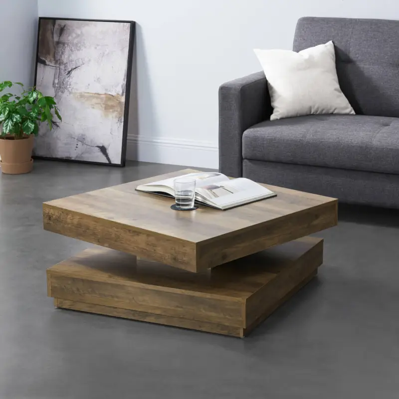 Couchtisch mit drehbarer Tischplatte in Holzoptik, BELOVAR-100, B/H/T ca. 76/38/76 cm Garantierte Lieferung