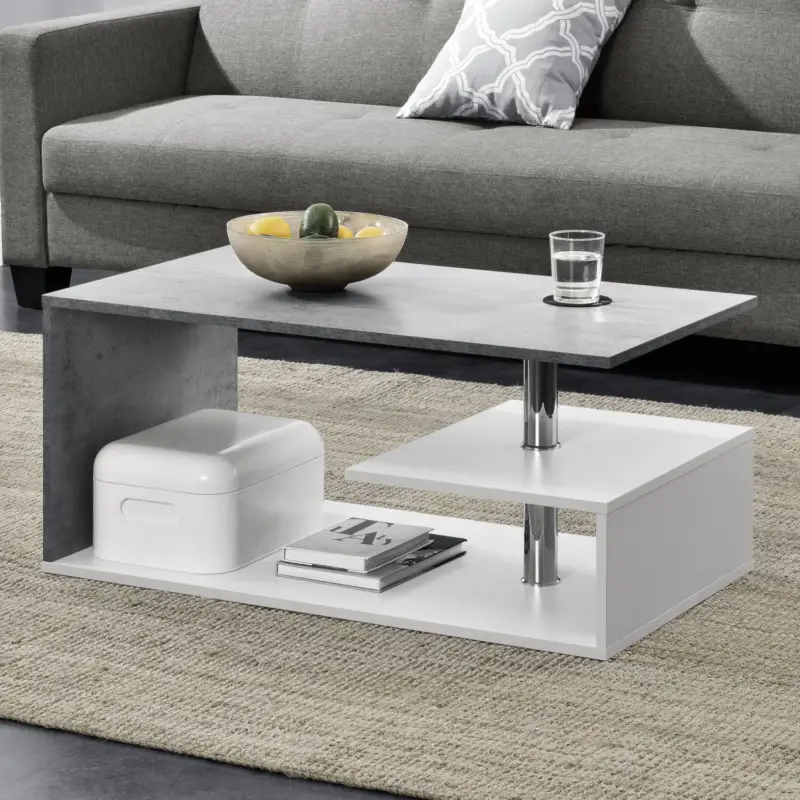 Couchtisch BELOVAR-100, weiß mit Beton Optik, B/H/T ca. 90/41/50 cm Bestseller