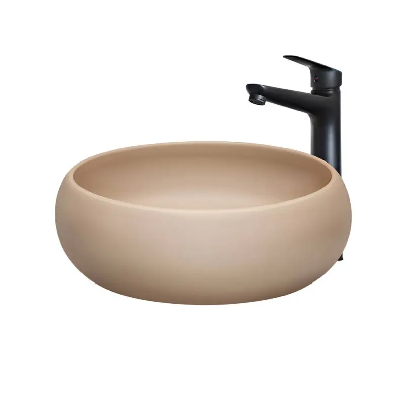 Keramik Aufsatz-Waschbecken rund 36cm in Cappuccino matt, BASIN-56 Markenprodukt