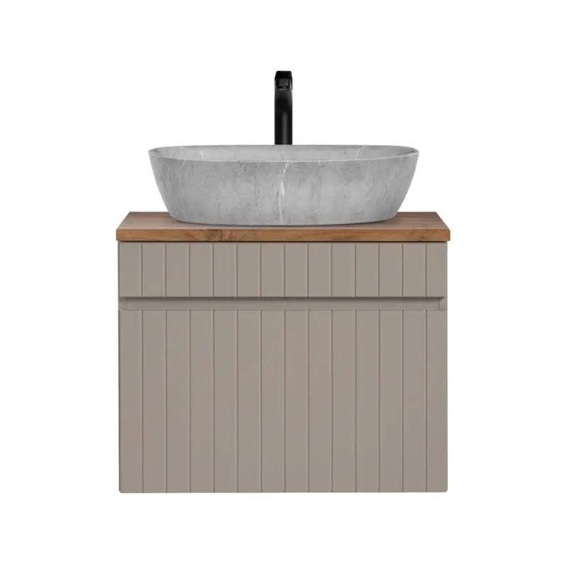 Waschtisch Unterschrank 60 cm Waschbecken Beton Optik IRAKLIO-56-CASHMERE Kaschmir Eiche Nb. B/H/T ca. 60,4/62/46 cm Highlight